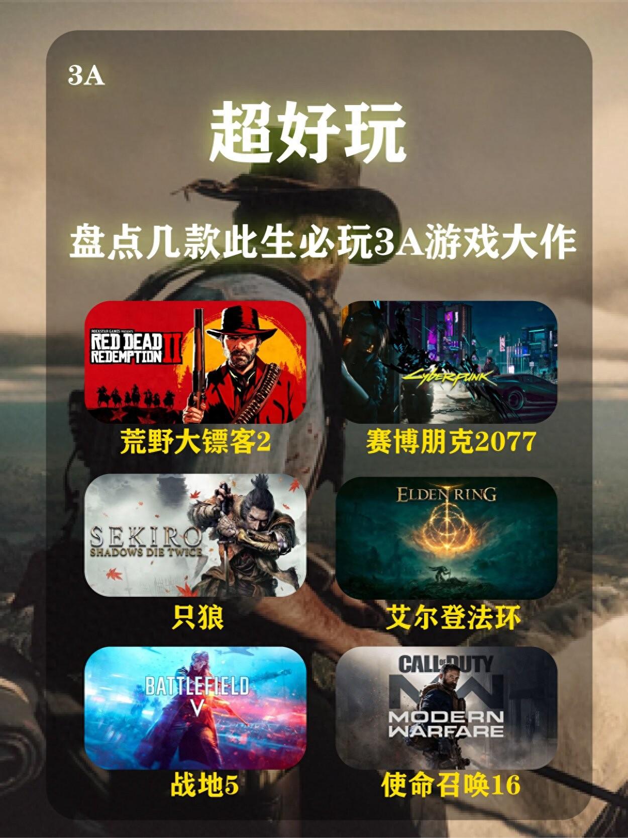 2024大型单机3a游戏盘点（此生必玩六大3A顶级游戏推荐）