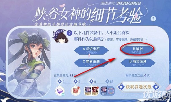 王者荣耀以下几件装备中大小姐会喜欢哪件作为礼物呢 不要犹豫选最贵的